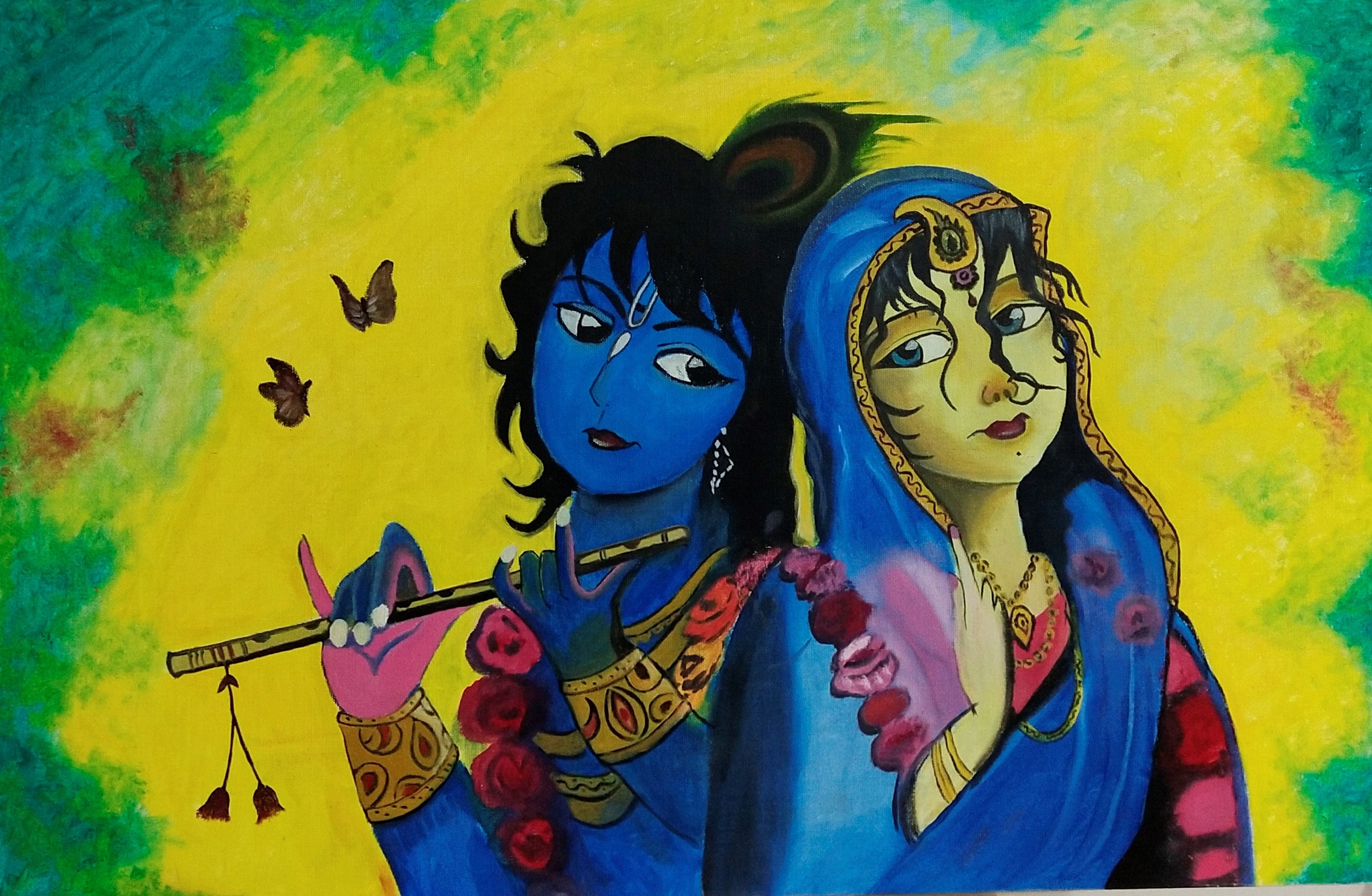 Art on Sketchbook - by Megha Chhatbar: Color Pencil Drawing: Radhe Krishna