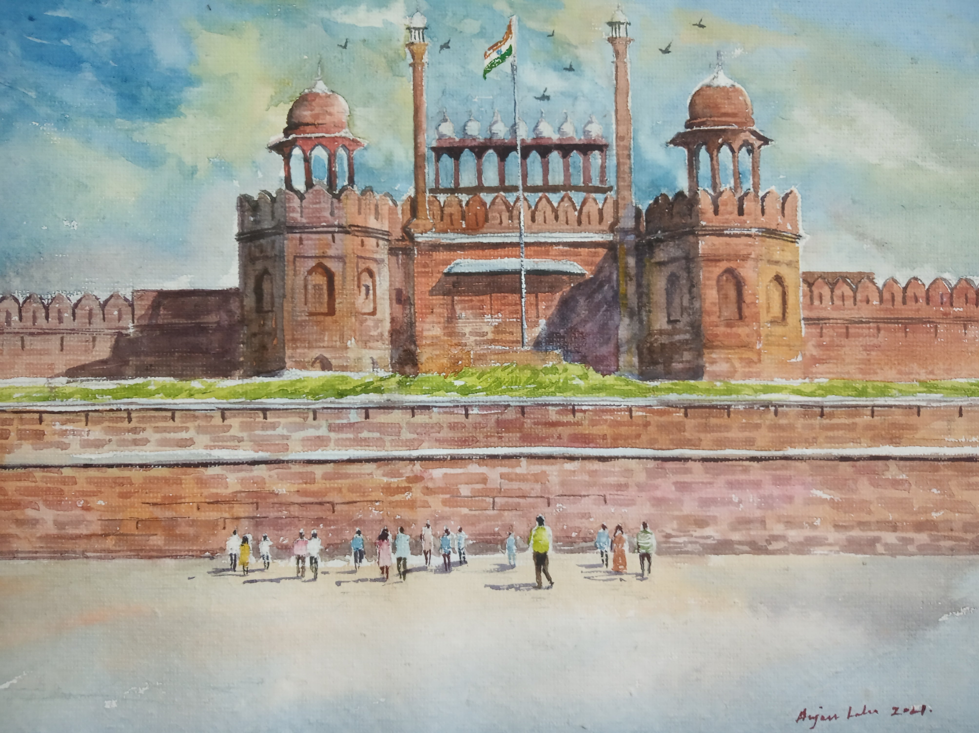 3d red fort drawing - 3d lal qila pencil sketch easy. (part -2) - YouTube