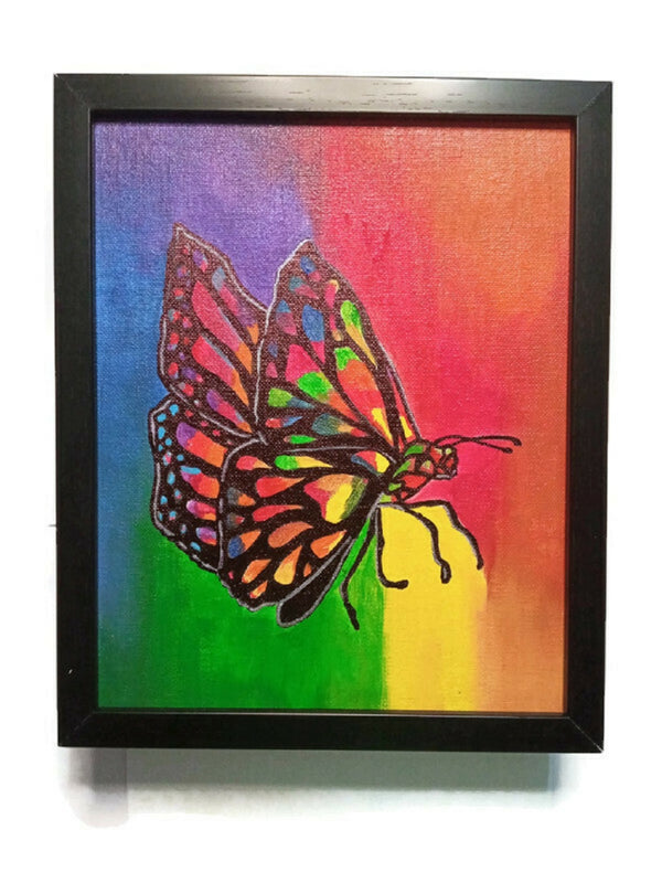dkartistry multicolor butterfly wings acrylic painting 8x10inch canvas home/office decor