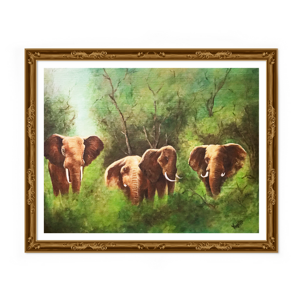 Elephant hand painted acrylic painting