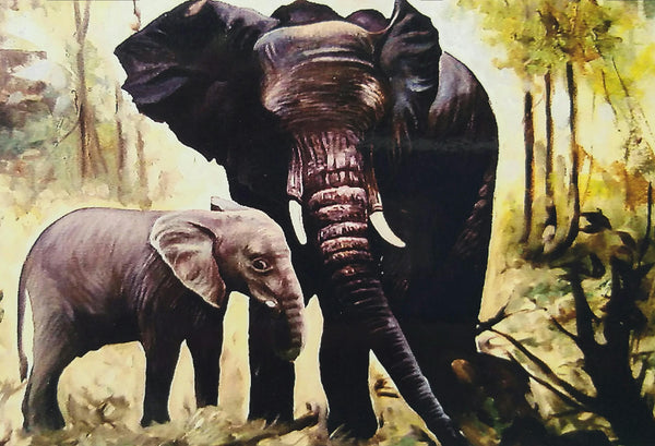 an elephant with own child
