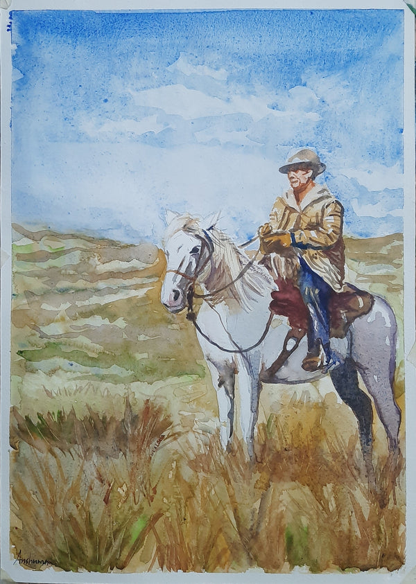 Equestrian in watercolor
