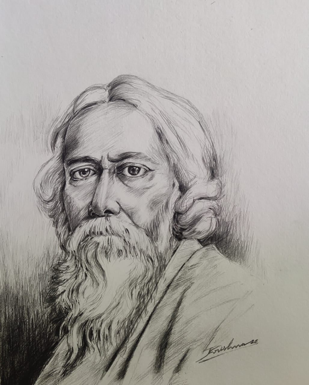 Buy Pencil Sketch Rabindranath Tagore Artwork at Lowest Price By Santanu Sen