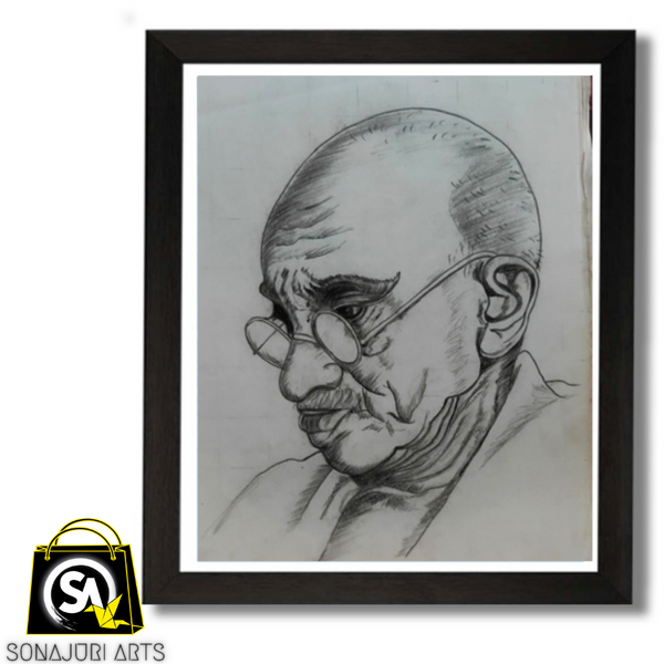 Father Of The Nation â€“ Charcoal Painting â€“ Mahua Bose