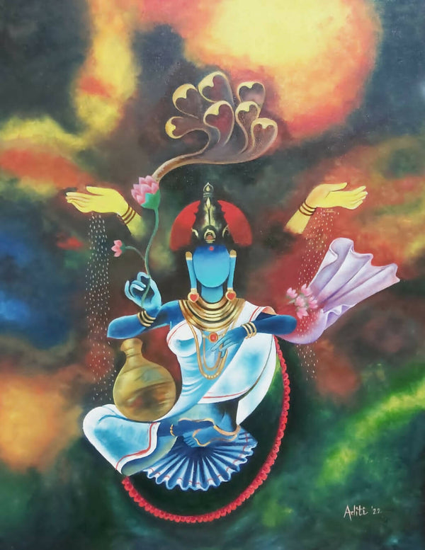 Goddess laxmi oil painting.