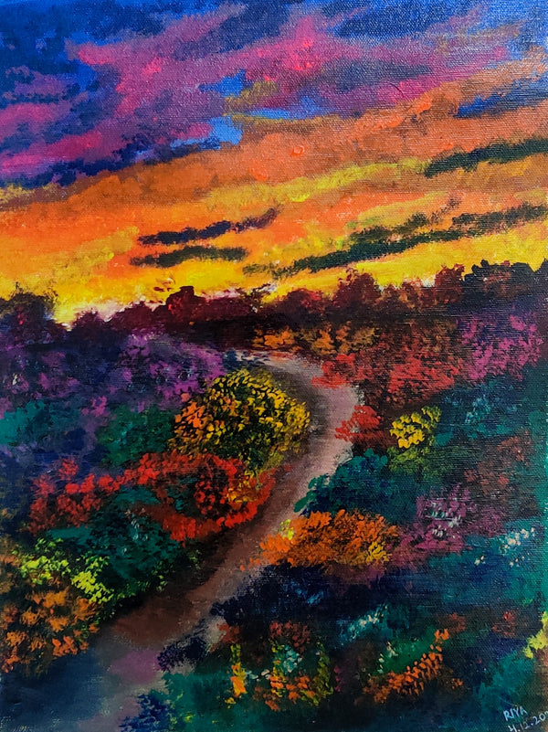 Flower trail acrylic painting