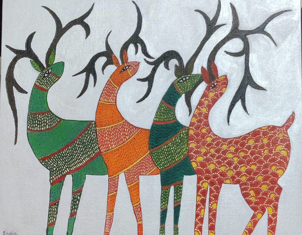 Four Deers Gond Painting