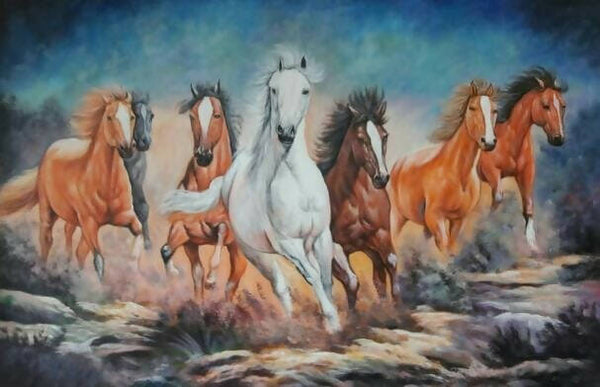 7 running horses vastu painting