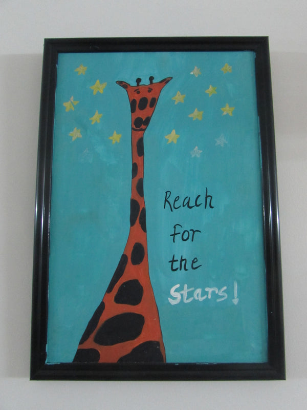 giraffe figure on tile with motivational quotation for kids