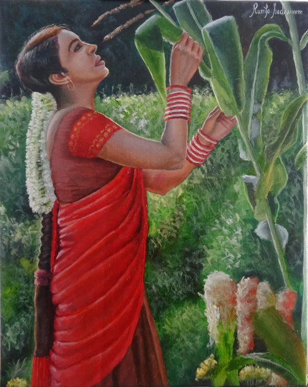 Girl Checking The Crop