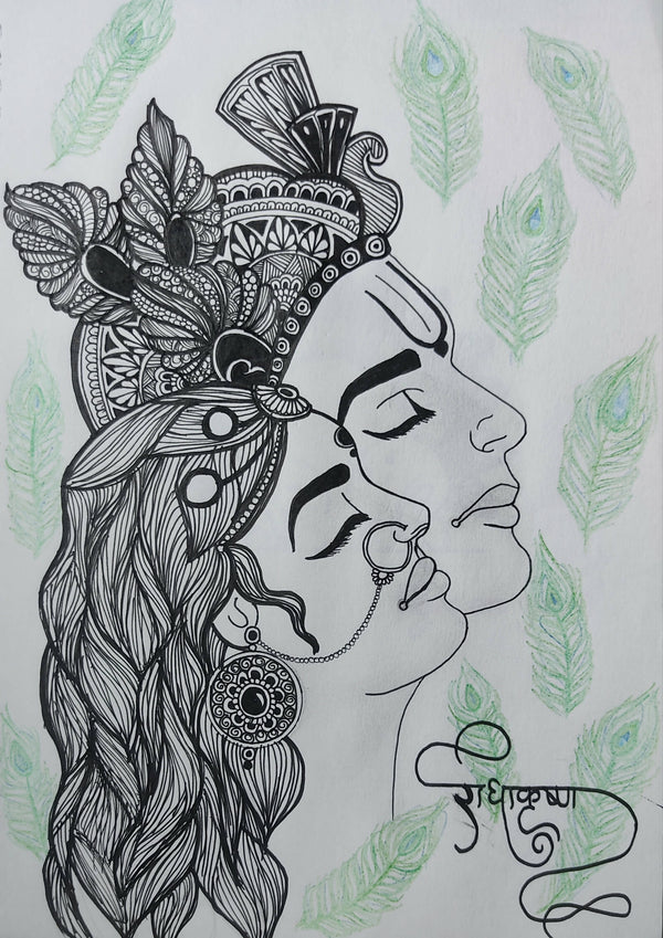 Jai Shri krishna Drawing by Lalitesh Kohli - Fine Art America