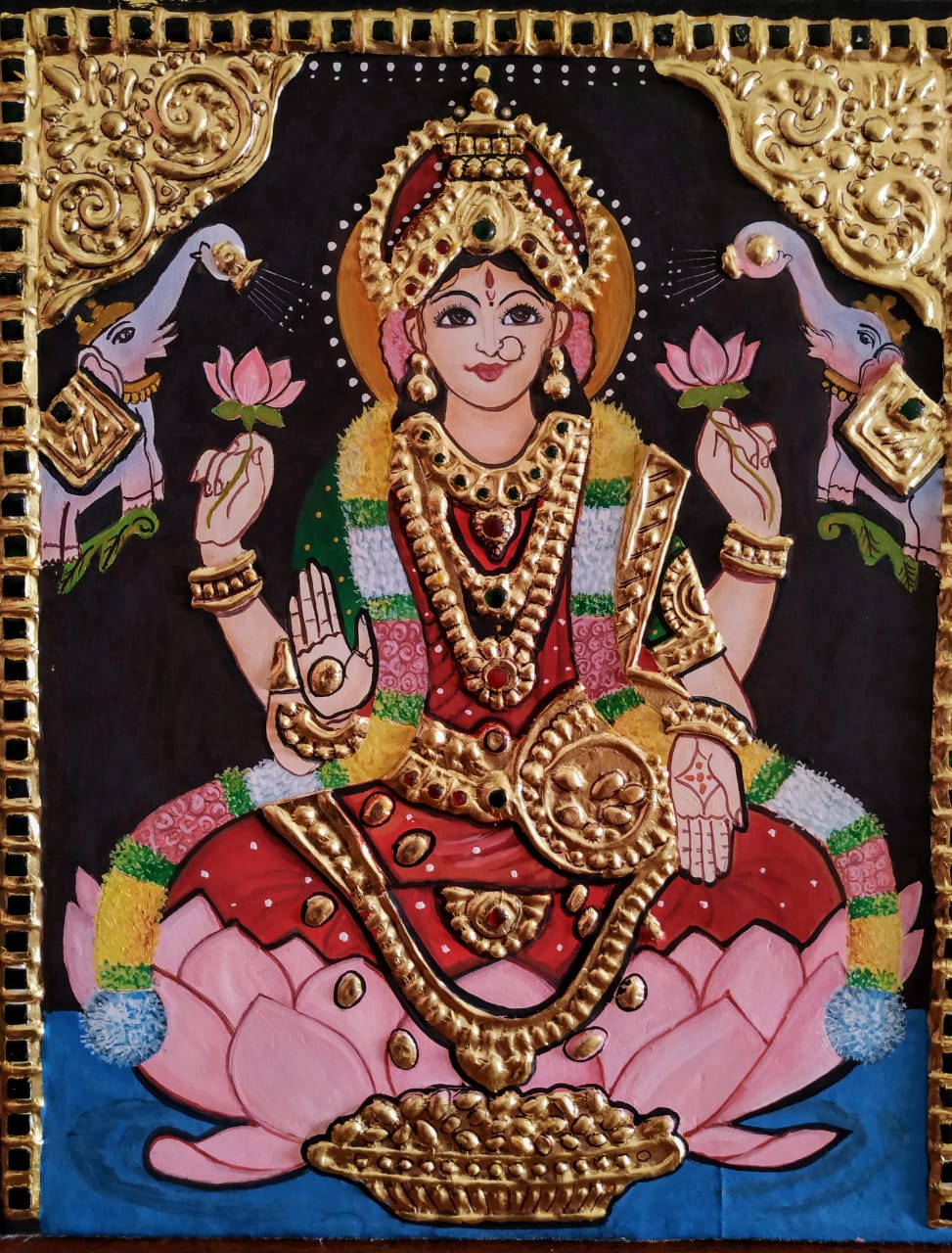 Buy Goddess Lakshmi Devi Tanjore painting Painting at Lowest Price ...
