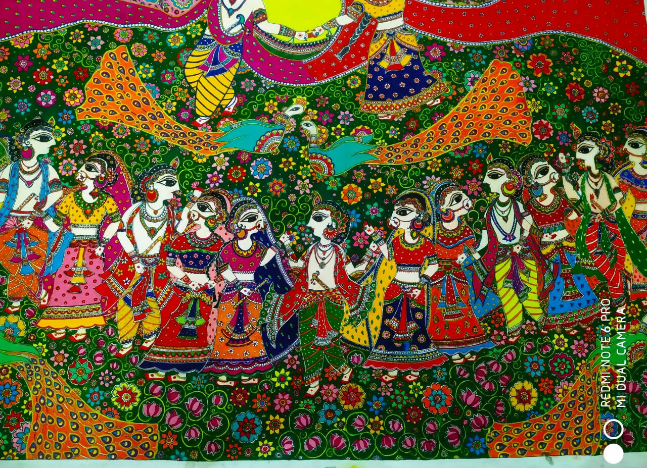 Radha Krishna Playing Holi in Vrindavan | Exotic India Art