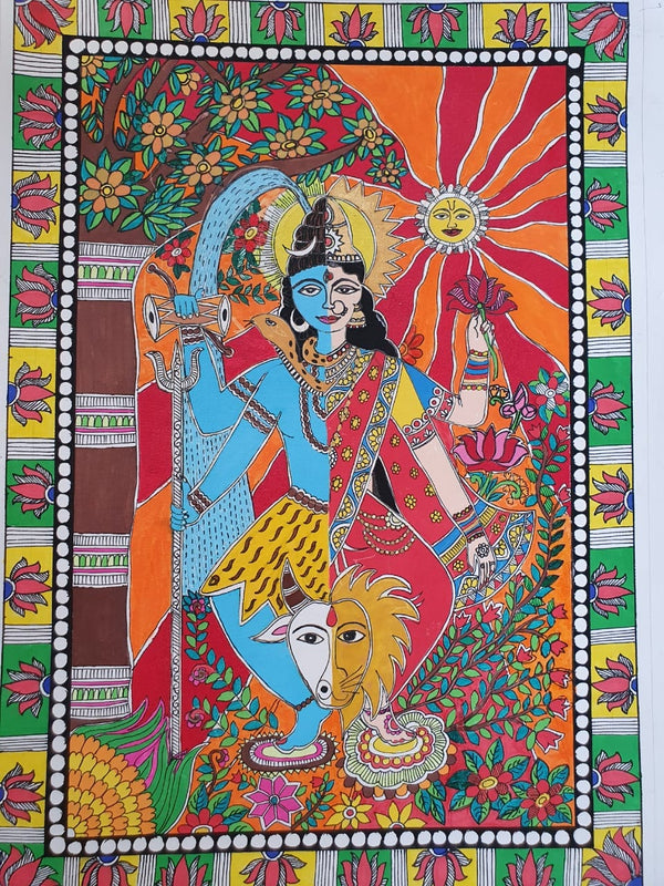 Handmade Mandhubani Painting- Ardhnageshwar