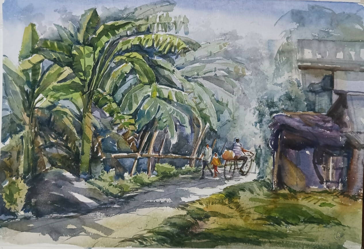 Nature Village scenery painting
