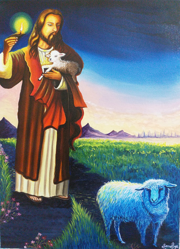 JESUS THE SHEPHARD WITH HIS SHEEP