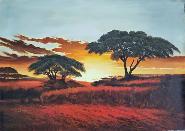 Sunset scenery landscape painting