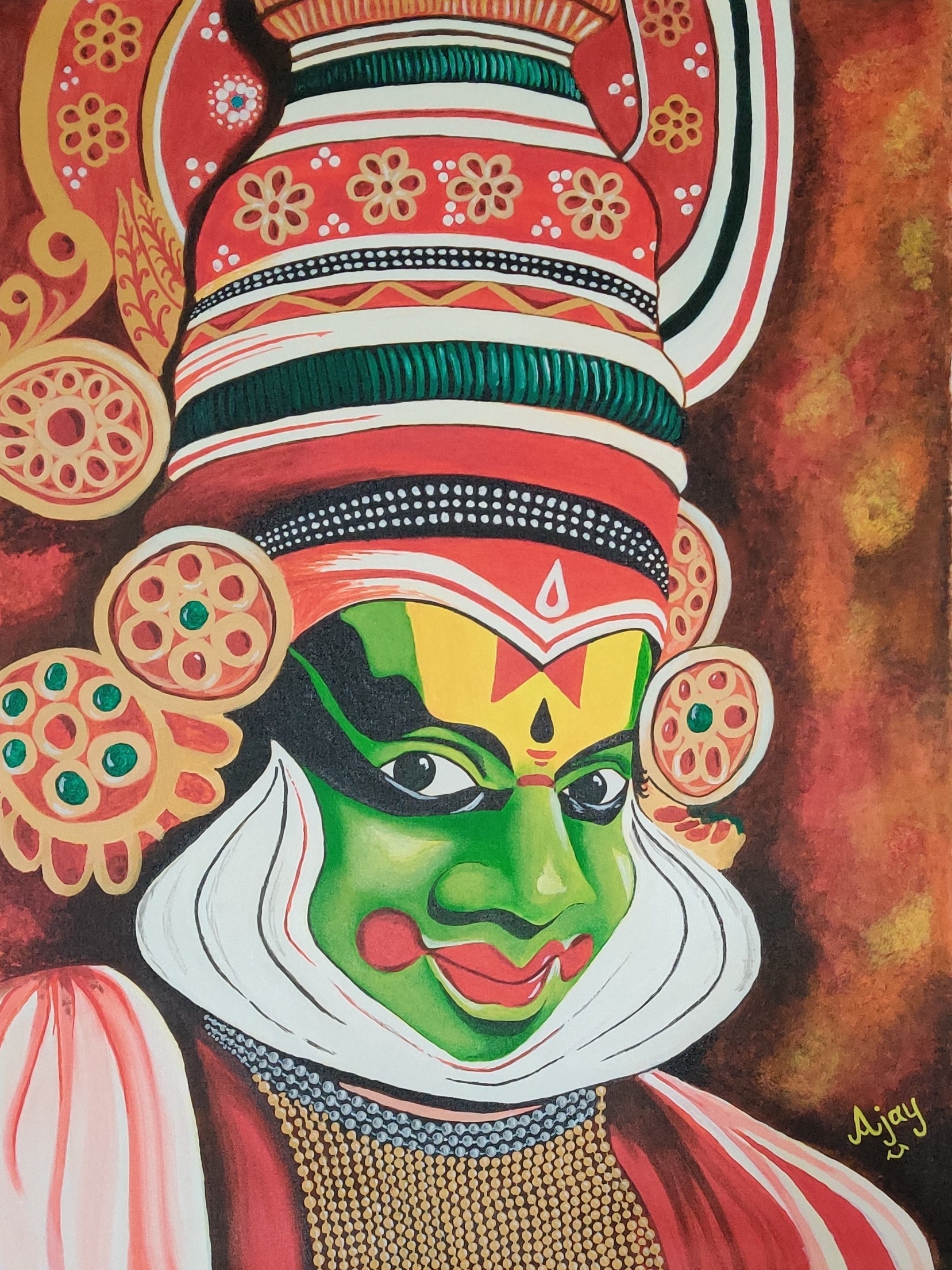 Illustration Of A Kathakali Dancer Face Stock Illustration - Download Image  Now - Onam, Kathakali Dancing, Mask - Disguise - iStock