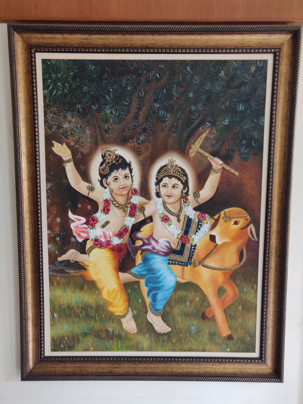 Krishna & Balarama Oil Painting