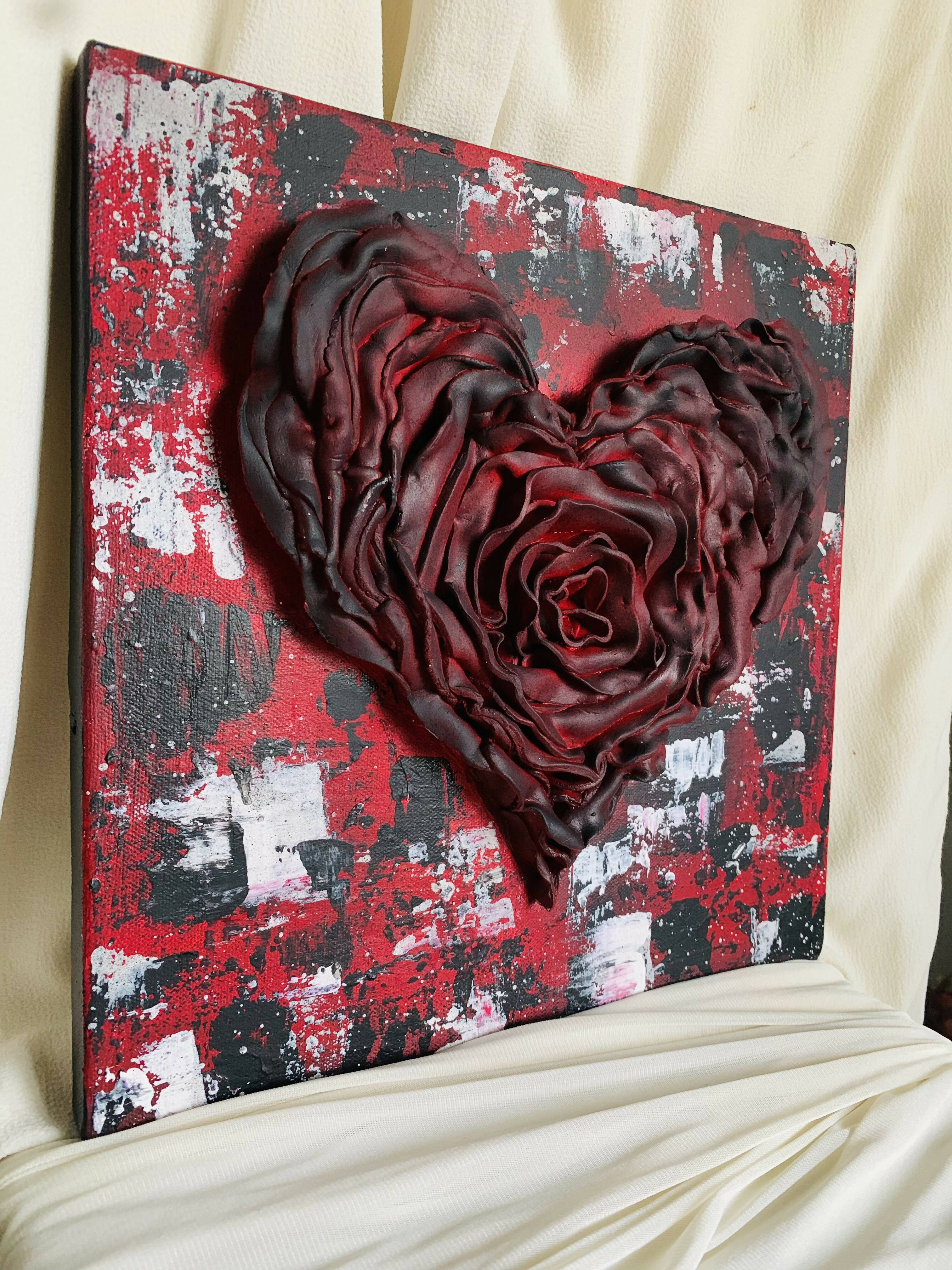 RUSTIC HEART OF ROSE 3D ART