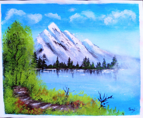 Lake mountain forest landscape scenery
