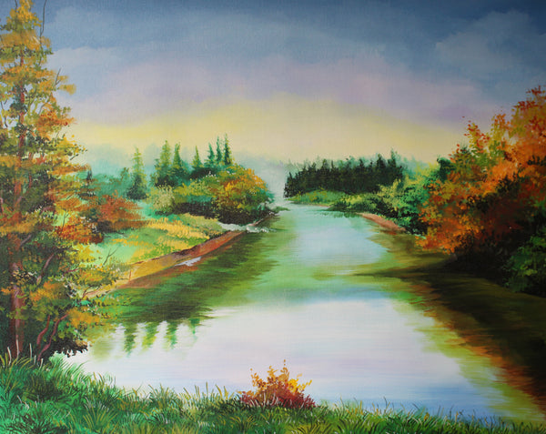 Lake with greenary- Nature Painting
