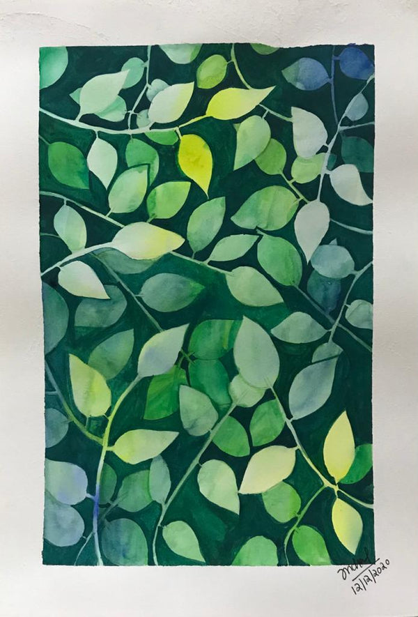 Layered painting of multiple leaves