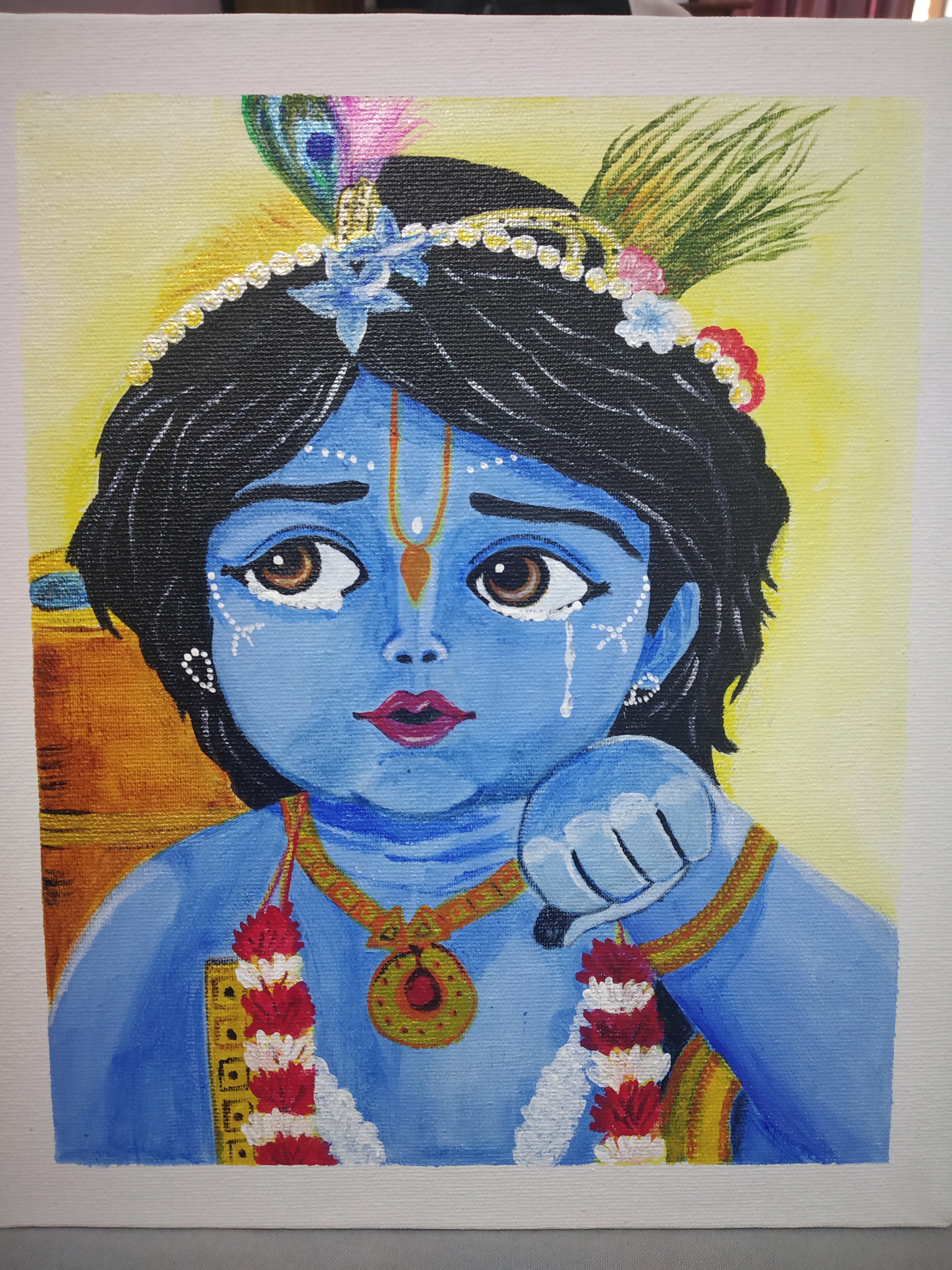 Ram Krishna | Pencil Color Drawing by Samata Ghosh | Exotic India Art