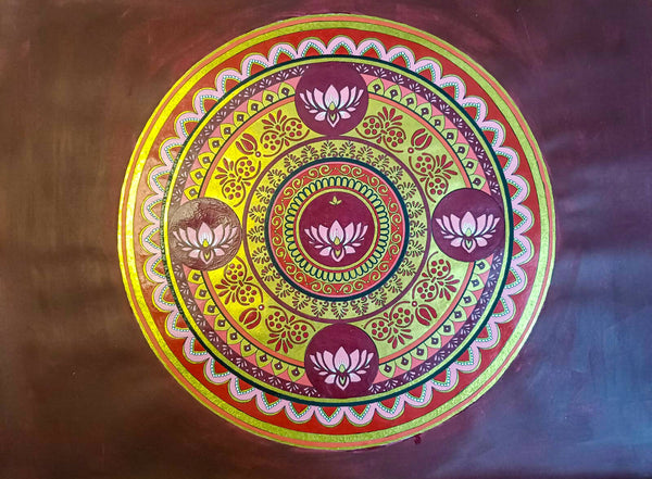 Unframed Lotus mandala painting/Gifting (28 inch * 20 Inch)