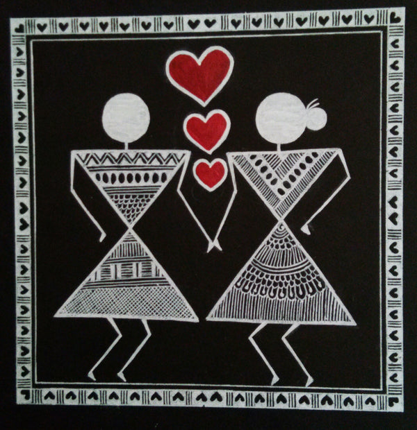 Warli Painting Love story _ they are together _5