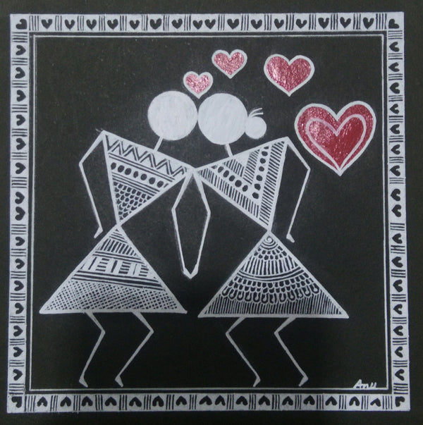 Warli Painting Love story _kissing_8