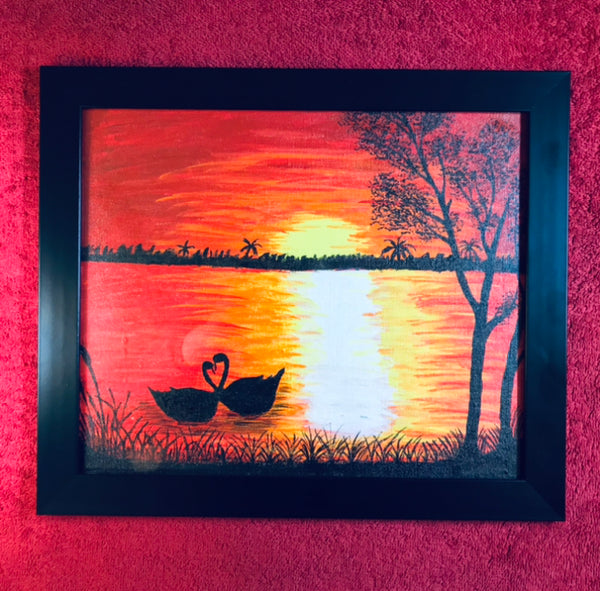 Loving duck sunset