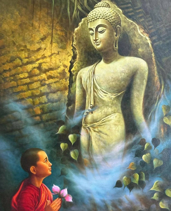 Buddha painting-lord buddha with monk