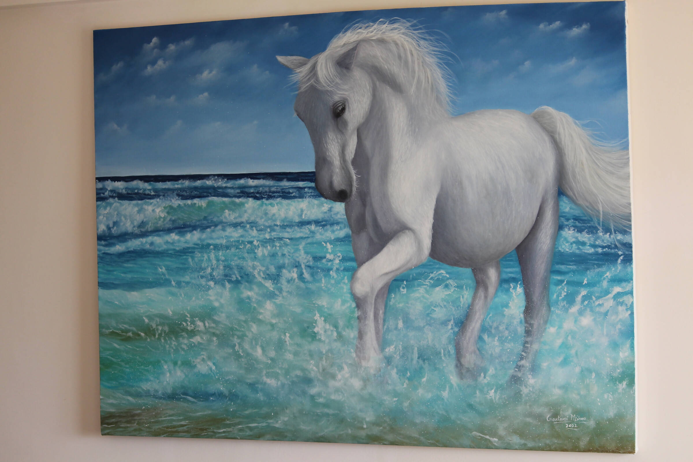 White horse at sea