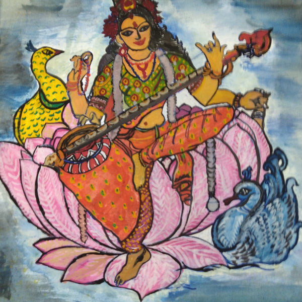 Maa Saraswati Madhubani painting