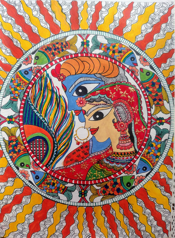 Madhubani art radha krishna