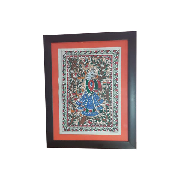 Madhubani Handmade Mithila Folk Art Indian Painting.