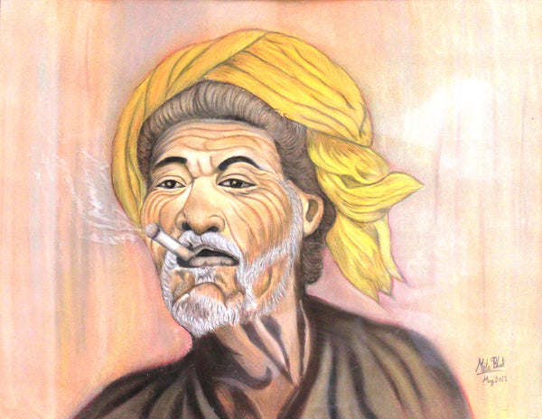 man with turban smoking