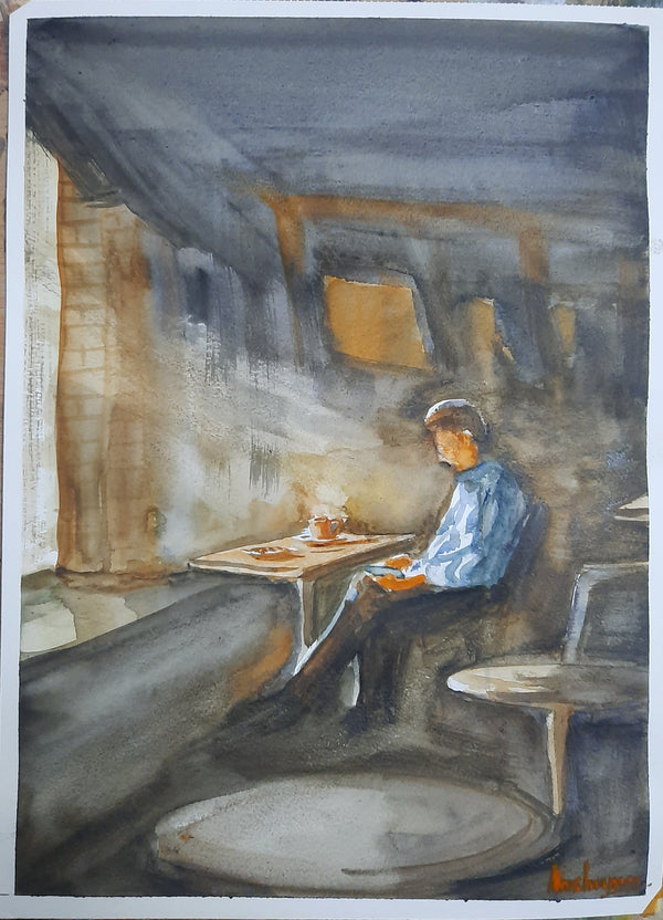 Morning coffee in watercolor