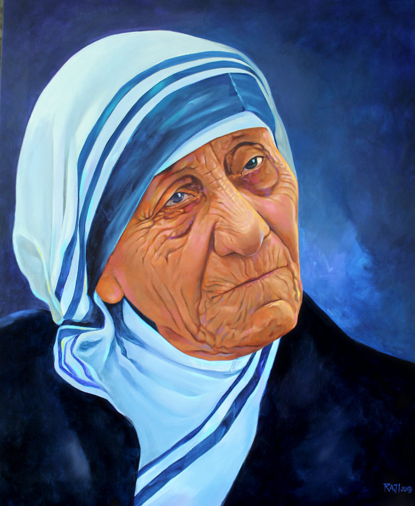 Mother Teresa 2 by artist Sankar Das  charcoalpastel Drawings on paper