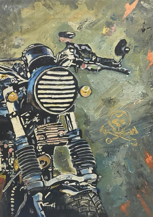 MOTORCYCLE- THE BEAST 03-ORIGINAL OIL PAINTING ARTWORK