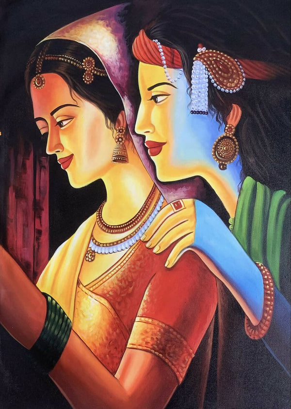 The divine radha krishna painting