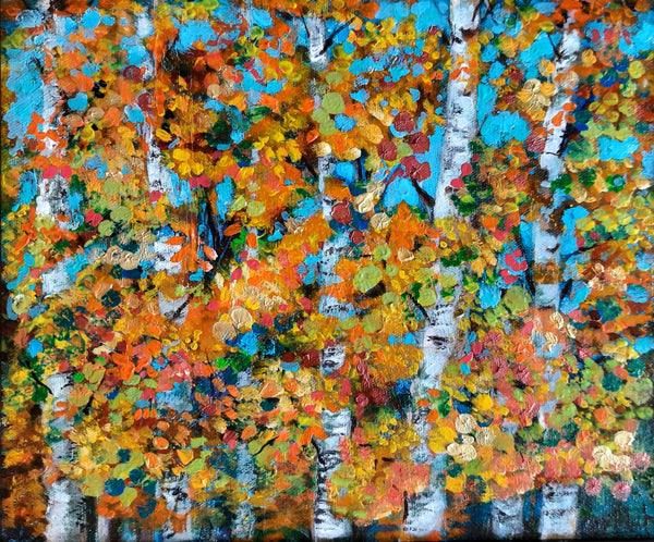 Autumn tree, acrylic painting on canvas