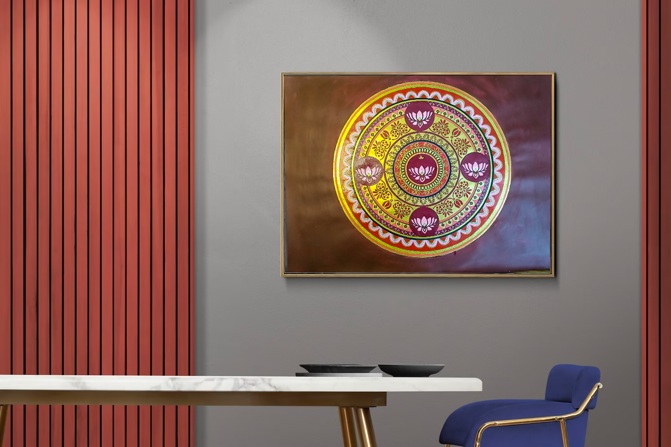 Unframed Lotus mandala painting/Gifting (28 inch * 20 Inch)