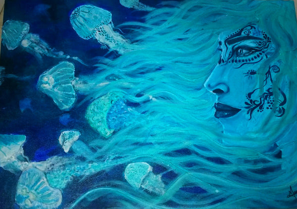 OCEAN CHILD"Acrylic-Glow in darkpainting on canvas"