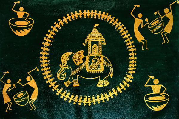 Warli painting of a Village Festival