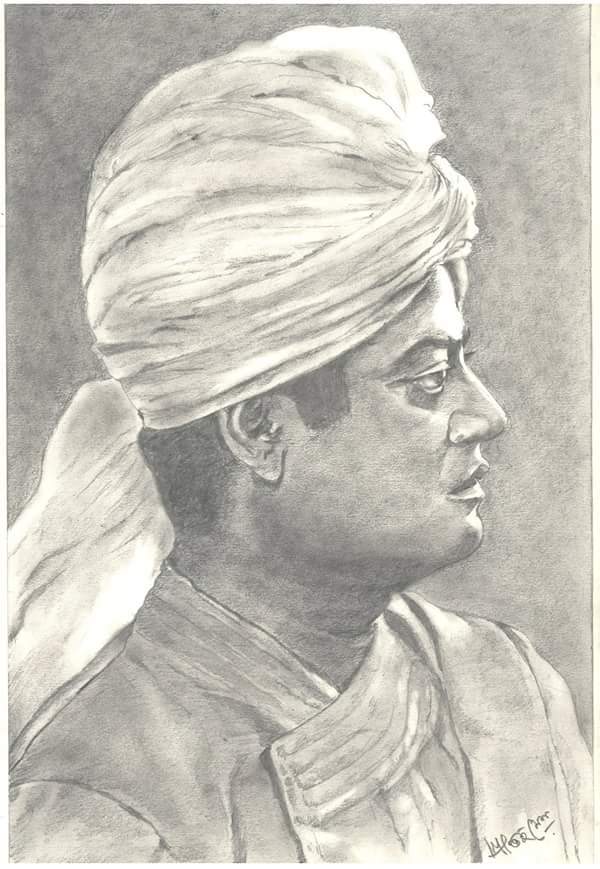Buy Swami Vivekananda Sketch portrait Handmade Painting by RAJIB KUMAR DAS.  Code:ART_4209_25876 - Paintings for Sale online in India.