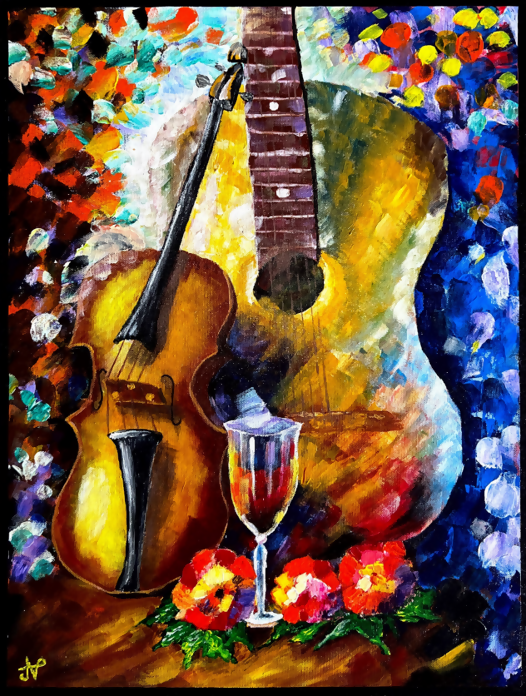 Abstract Guitar Soulful Painting