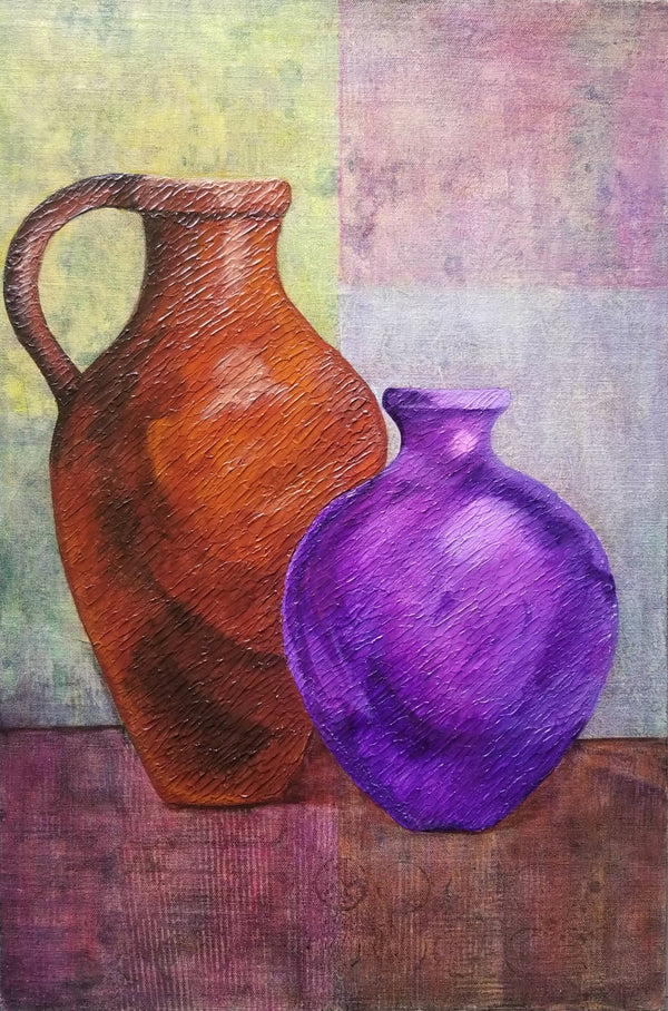 Harmony in Clay - Still Life of Two Textured Vases