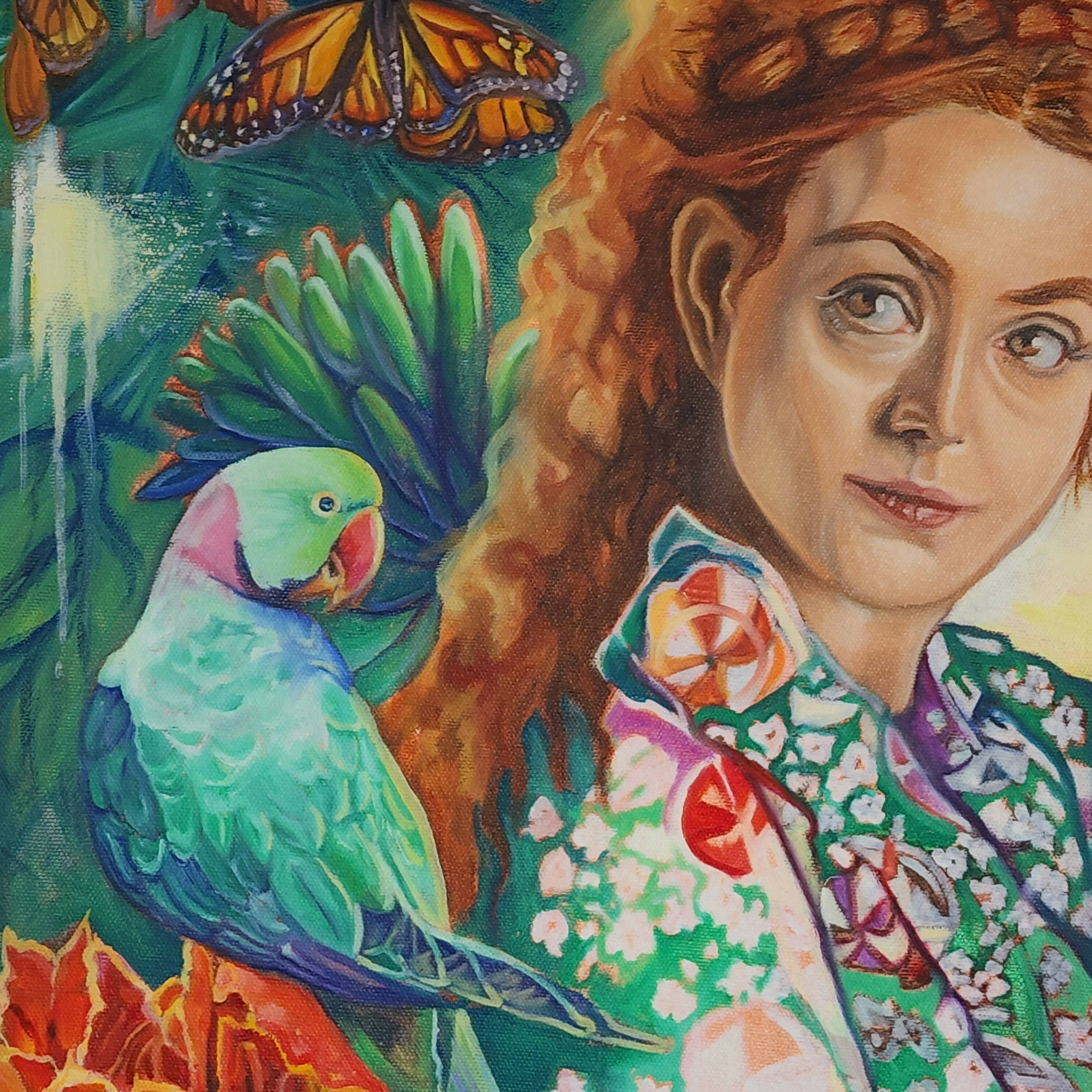 "Woman with Parrots "